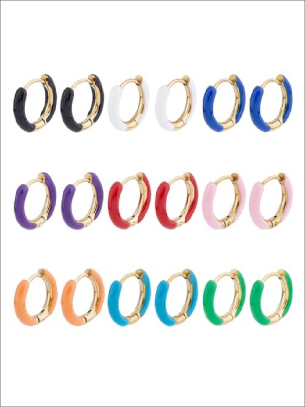 9 Pairs 18K Gold Plated Stainless Steel Huggie Hoop Earrings Set